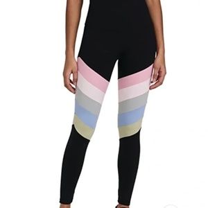 Port De Bras Women’s Black & Pastel Rainbow High-Waist Leggings Pants High-Rise